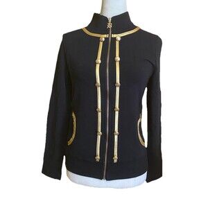 BCBG Maxazaria size S black with gold accents full zip Sport  Women's Jacket